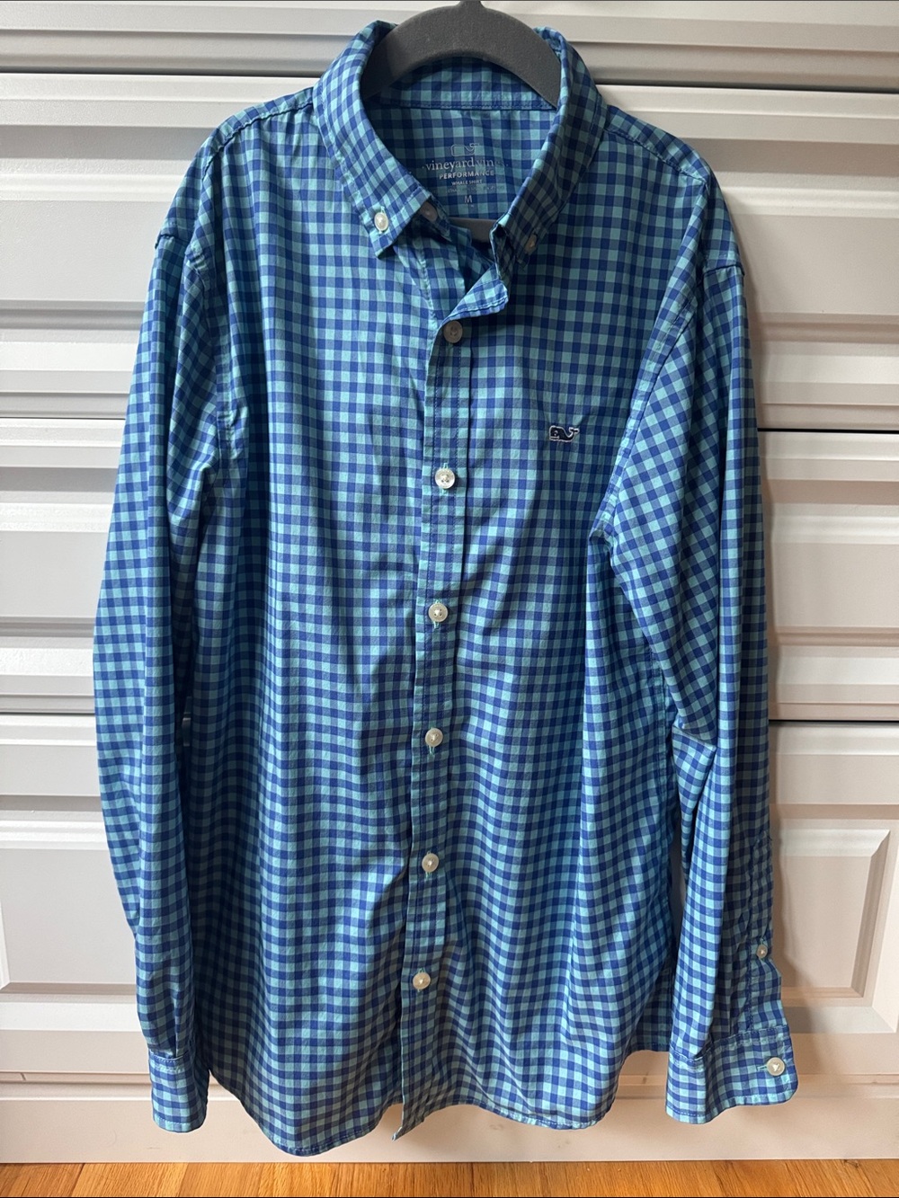 Vineyard Vines Teal and Navy Gingham Button-Down Shirt